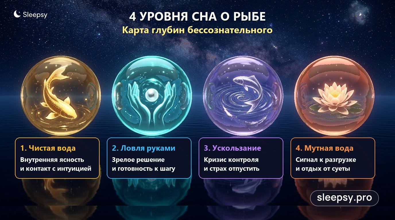 Четыре уровня сна о рыбе: от подавленных эмоций до интуитивного инсайта