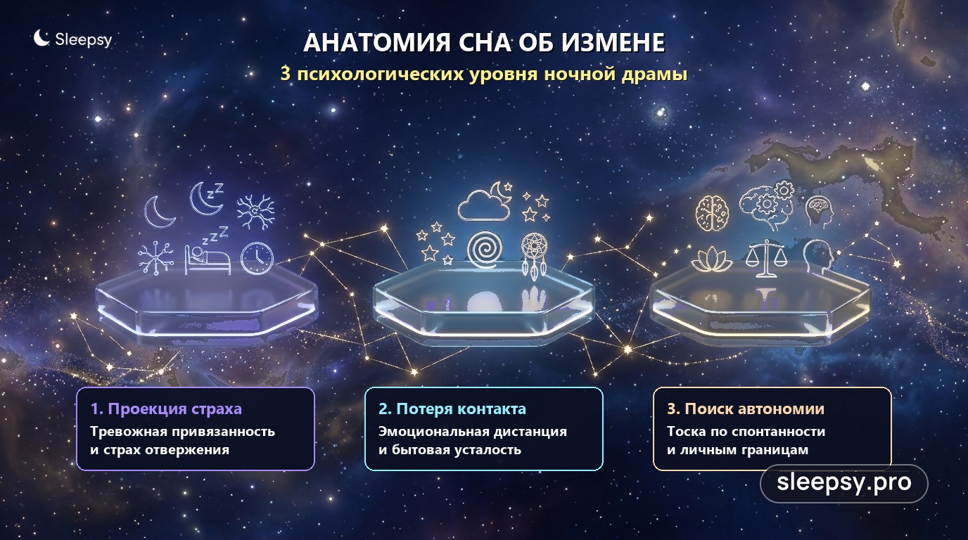 Три психологических уровня сновидения об измене: от проекции уязвимости до поиска автономии