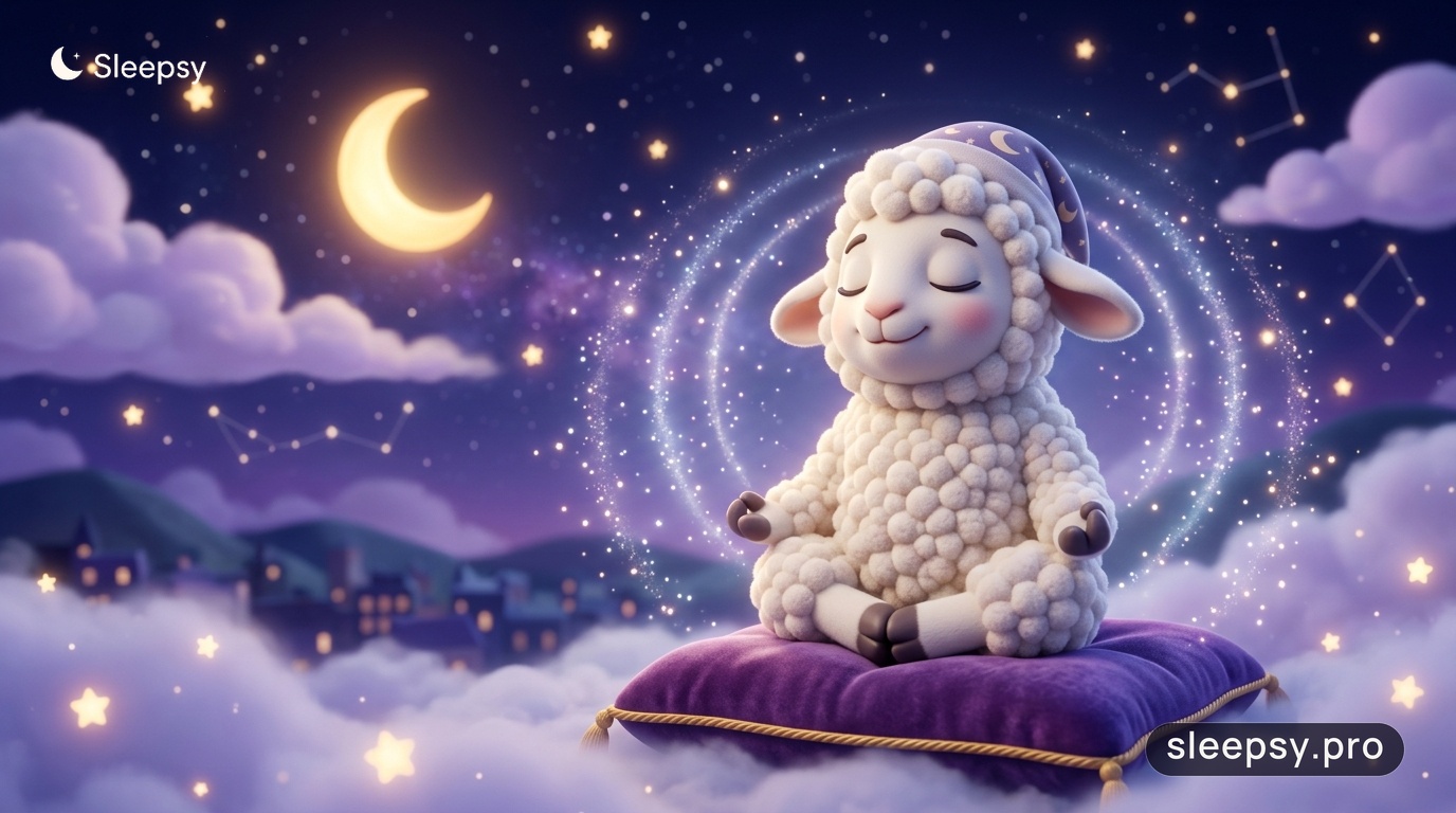 Sleepsy mascot practicing mindful breathing and sensory grounding for deep nocturnal recovery