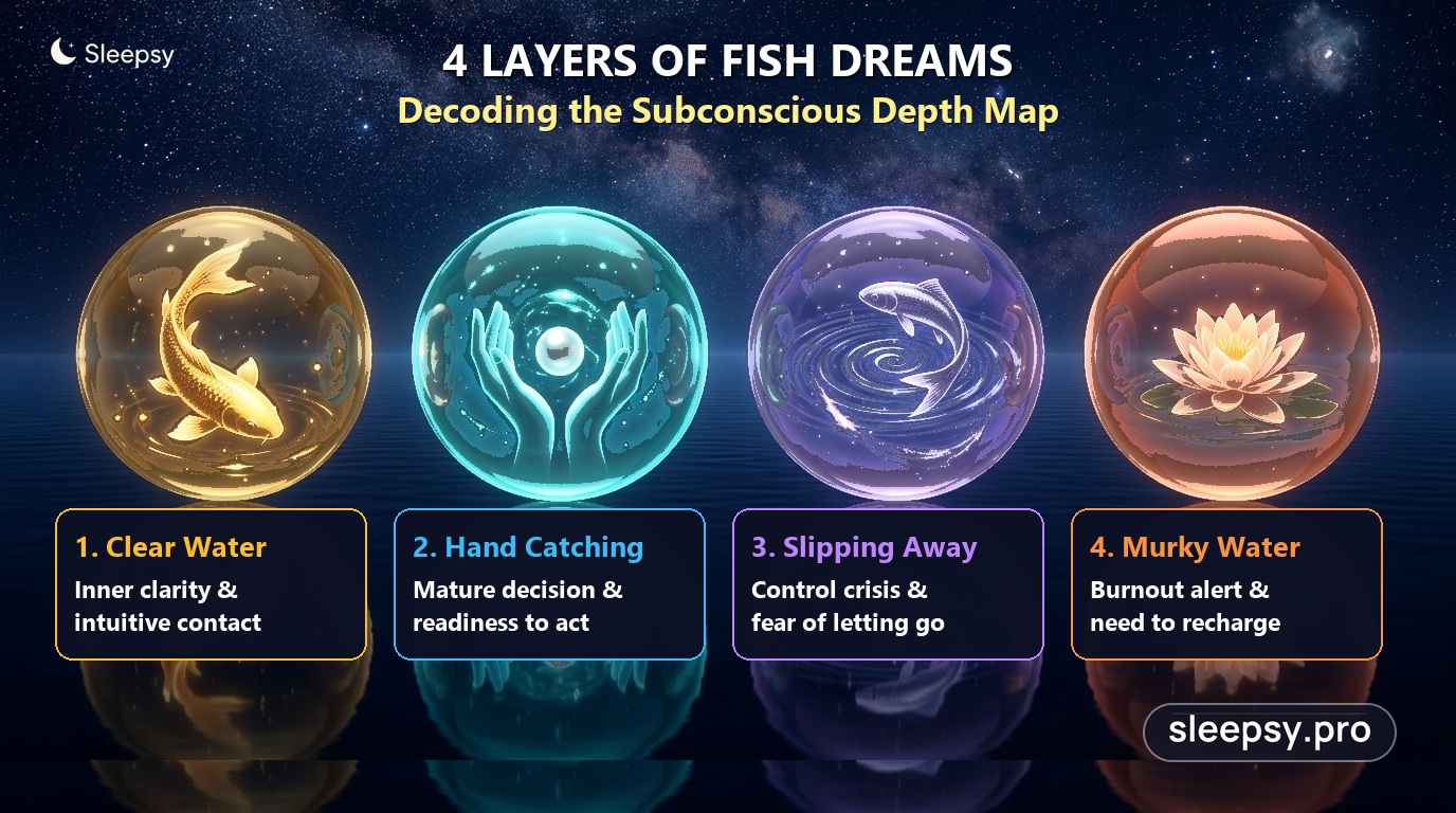 Four layers of fish dreams from suppressed emotions to intuitive breakthrough