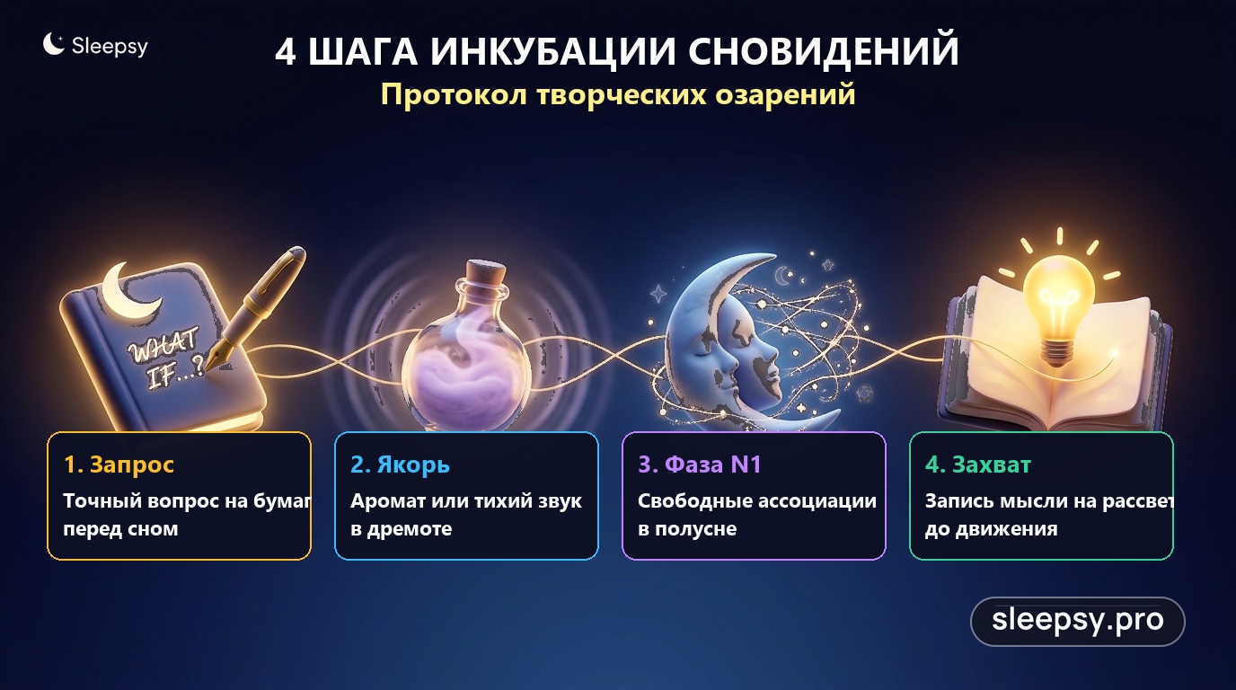 4 шага инкубации сновидений: от вечерней формулировки вопроса до утренней фиксации ответа