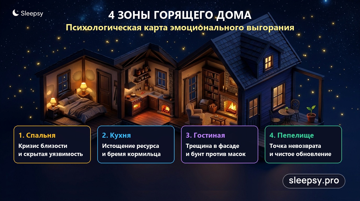 4 зоны горящего дома: психологическая карта выгорания