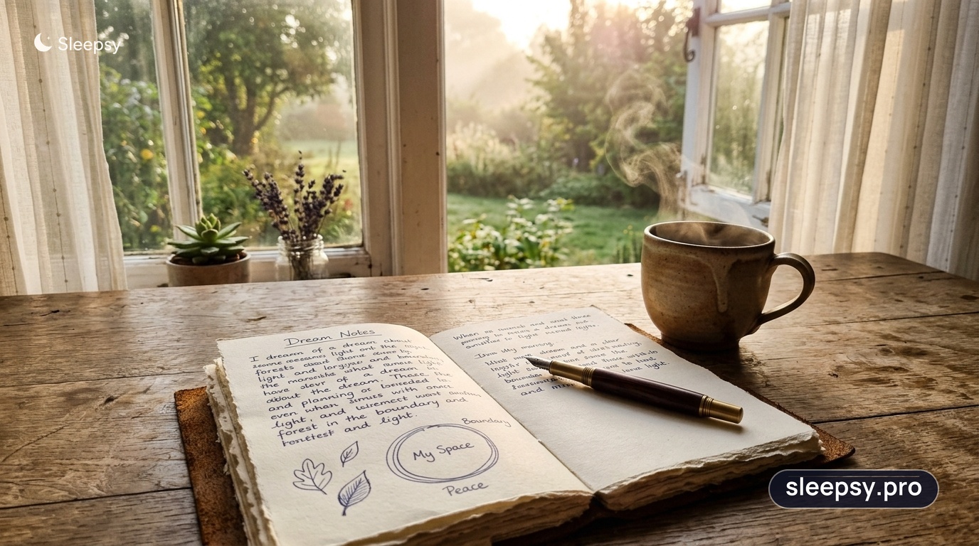 Morning journaling and boundary reflection ritual beside a bright window